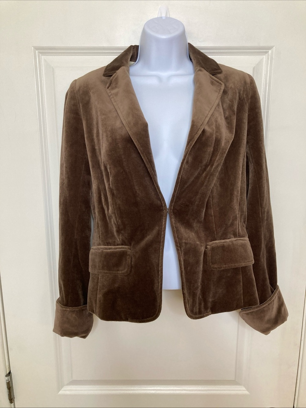 J Crew Velvet Blazer Brown Career Preppy Classic Fitted Women's Size 8 Lined
